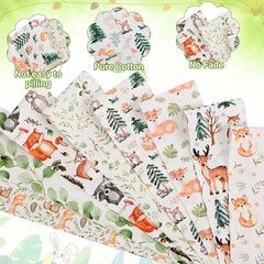 40Pcs Woodland Fabric Strips Wooland Animals Eucalyptus Leaves Printed Cotton Fa