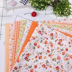 7 PCS Orange Cotton Fabric Bundles Soft Quilting Squares Patchwork Craft DIY