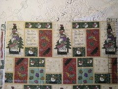 REMNANT Snowy Meadow Whole Country Caboodle Cotton Fabric Snowman Squares 12×22″