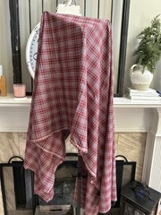 Unlabeled fabric bolt – maroon white blue plaid – 100% wool – 5 ft x 8 ft