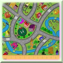 Kids Hand-Drawn Play Mat Fabric 36×58 inches