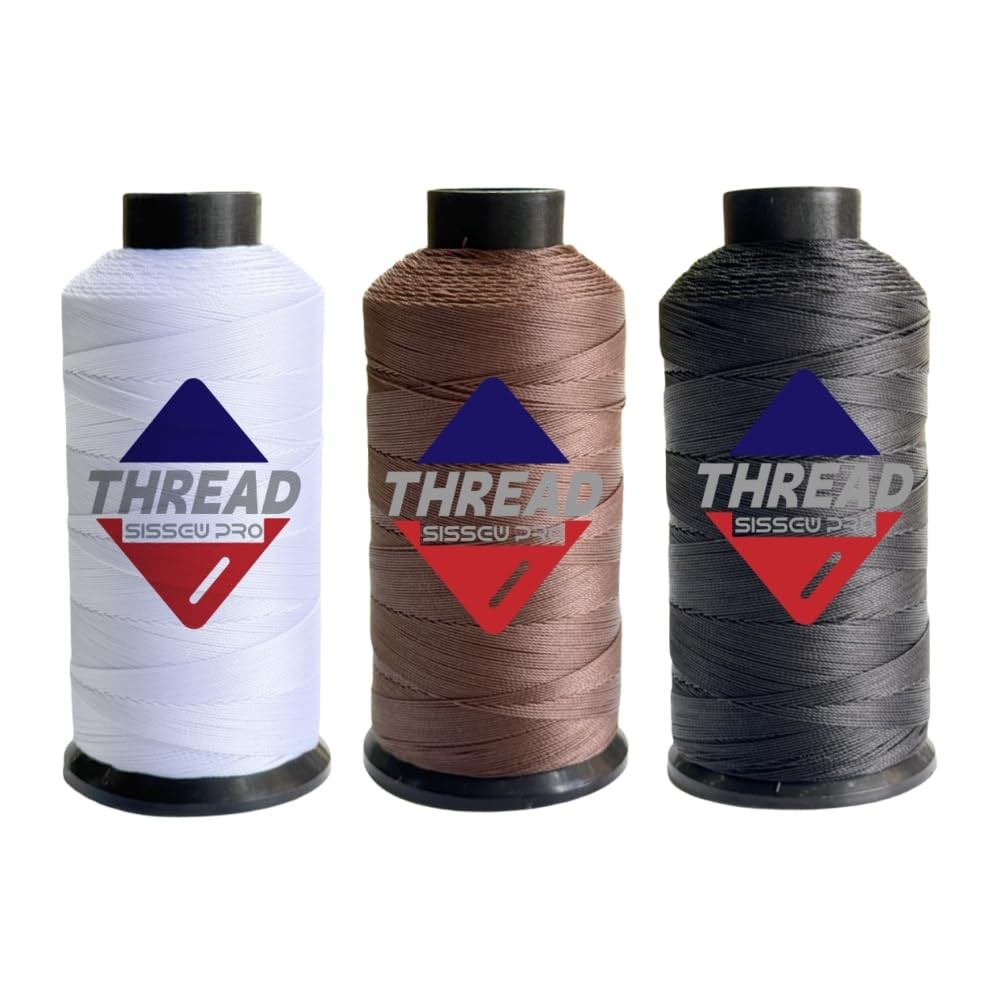 Sissewpro 3PCS Bonded Nylon T135 #138 420D/3 4oz, 1xWhite+1xBlack+1xBrown