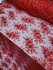 Red Beaded Lace 3d Floral Flowers Fabric by The Yard New Fashion Quinceañera