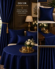 Midnight Blue Dupioni Faux Silk Fabric, Sewing & Upholstery fabric by the yard
