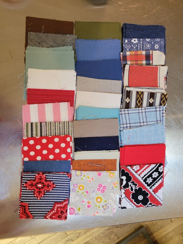 Vtg Pre-cut Quilting Squares LOT 3.5″