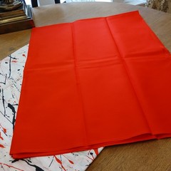Vintage Coordinating Cotton Fabrics Red Solid & Red White Black Print 3 Yards