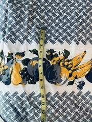 VTG Gray & Yellow MCM Apron Border Fruit Print & Basket Weave 36″ X 29″