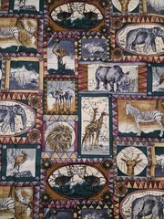 Hi Fashion Fabric Inc Animal Print Cotton Fabric, Zebra,Rhino Etc 2 Yards X 44
