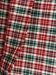 VTG Woven Cotton Soft HOMESPUN Plaid Red Green Fabric 10yd REENACTMENT