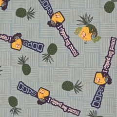 Sponge Bob “Oops, I ripped My Pants!” Blue With Pineapple🍍 Vintage Fabric 17×55