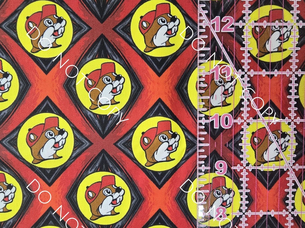 100% Cotton Woven Novelty Fabric Bucees Gas Station By The 1/4 Yard 9×56 Red