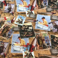 Fabric Saturday Evening Post Print Crafts Sewing Remnant 18 X 42
