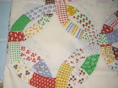 Vtg. Sears Perma-Prest Twin Flat Sheet Double Wedding Ring Quilt Pattern Unused