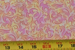 By 1/2 Yd, Vintage, Pink & Yellow Scrolls on Quilt Cotton, Classic Cottons,P7804