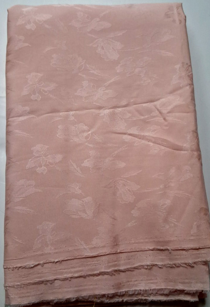 3 yd x 58″ w Cotton Blend Fabric Peach Embossed Floral Design NO STRETCH