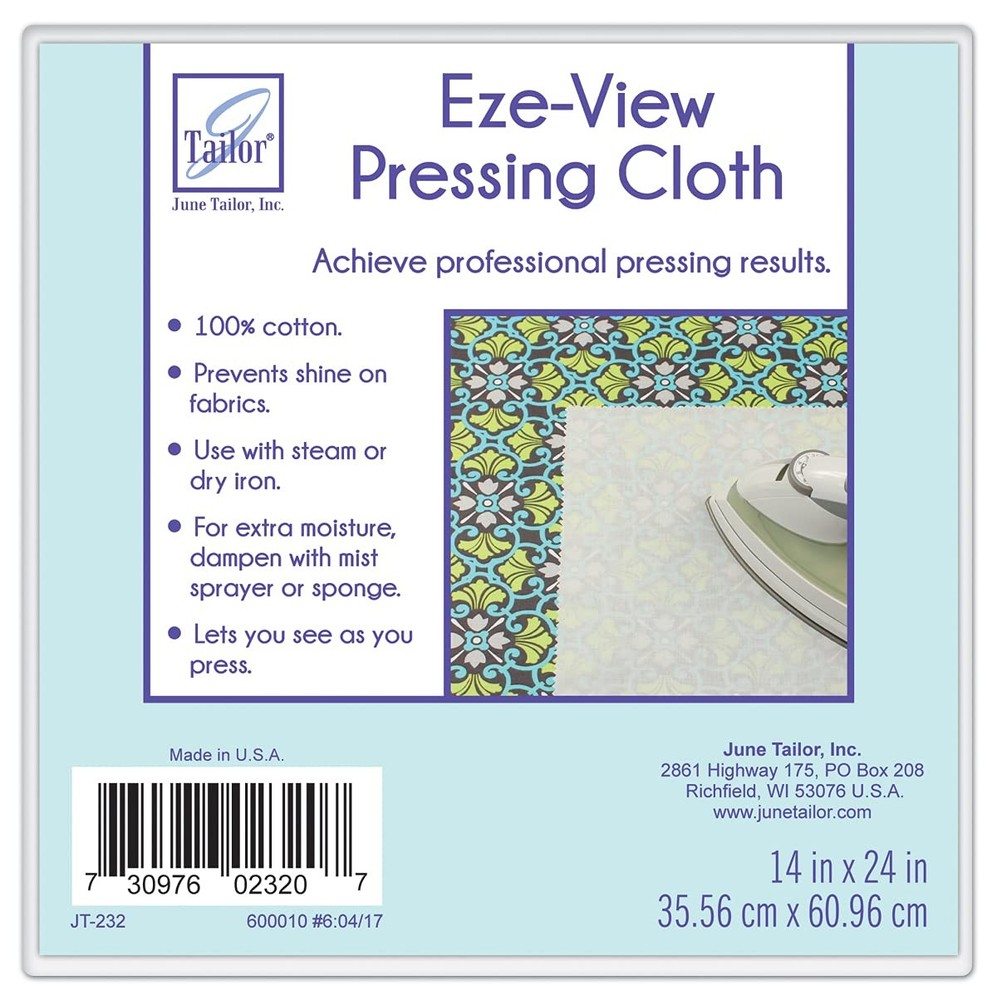 June Tailor Eze-View 24-by-14-Inch 100% Cotton Press Cloth 14in x 24in, White