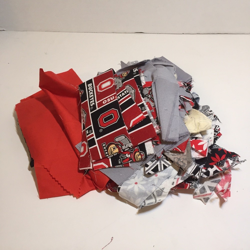1 Pound 2 Ounces Cotton Print Fabric Quilt Scraps Leftovers Ohio State S