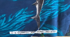 Fabric – Vintage Sharks Swimming in Coral Shamash and Sons Approx 132”L x 44” W