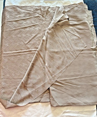 VTG Taupe/Tan Polyester Embossed Geometric Design Fabric Remnant 2.38Yd x 45″