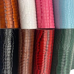 Embossed Alligator Synthetic PU Fabric, 12 X 54 Inch Crocodile Vinyl Faux Leathe