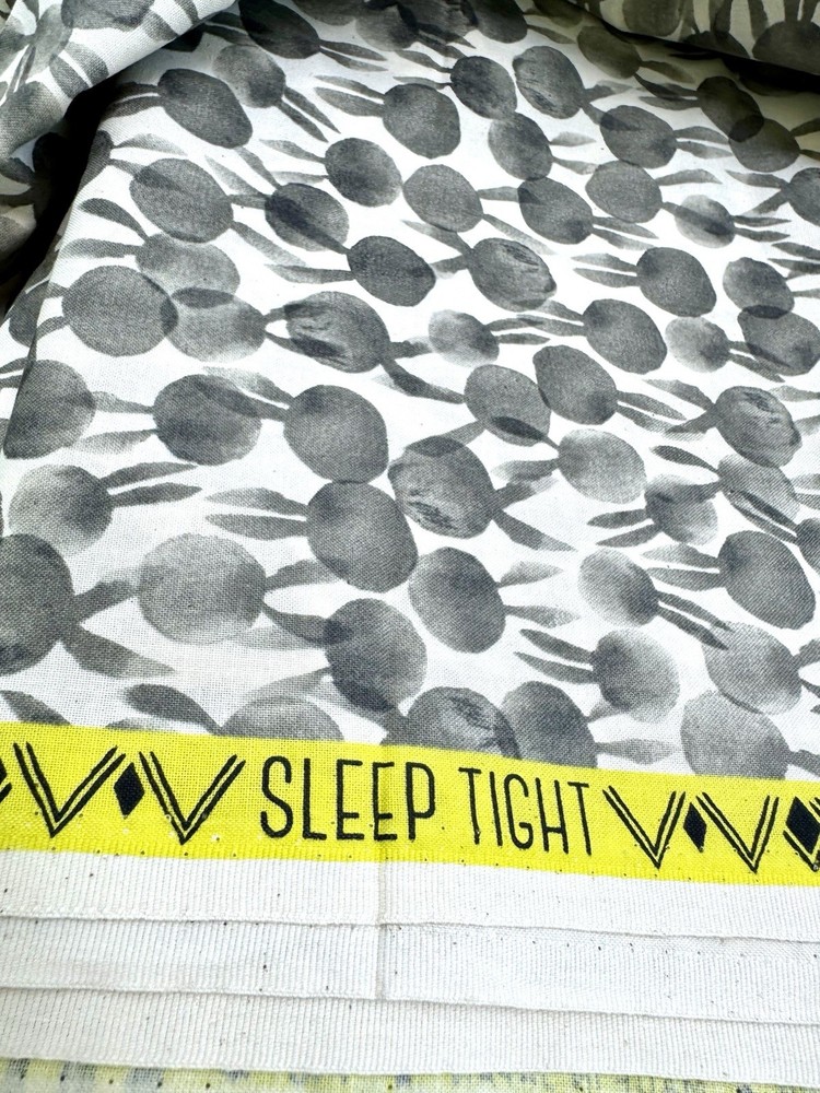 2yds Sleep Tight Sarah Watts Cotton+Steel Gray Dots W/ears. New OOP