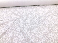 Stretch Lace Apparel Fabric Sheer Off White Floral PP51