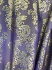 Paisley Woven Brocade NONSTATIC Viscose Satin Feel Fabric BTY -Purple Gold