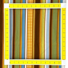 VTG Stripe Check Fabric 70s Retro Blue Green Brown Cotton Fabric 2.75 Yds x 42″