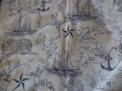 Brother Sister Design Studio Fabric Schooner Ship Nautical Ocean Map BTY