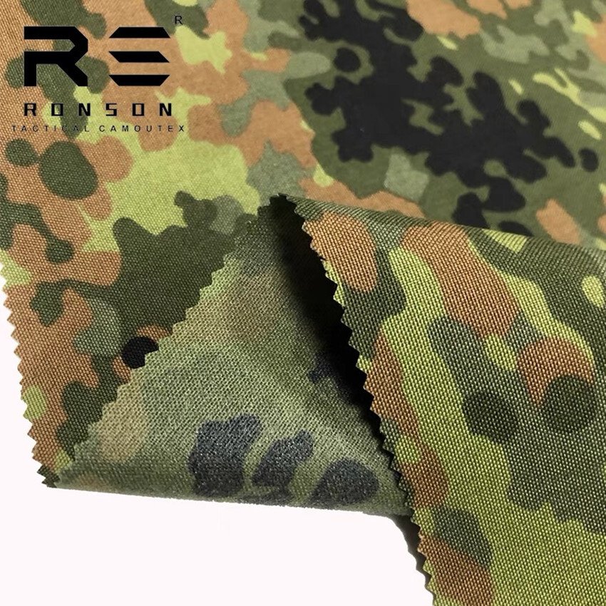 500D 1000D Nylon Germany Flecktarn Camo Fabric German Military Multitarn Cloth