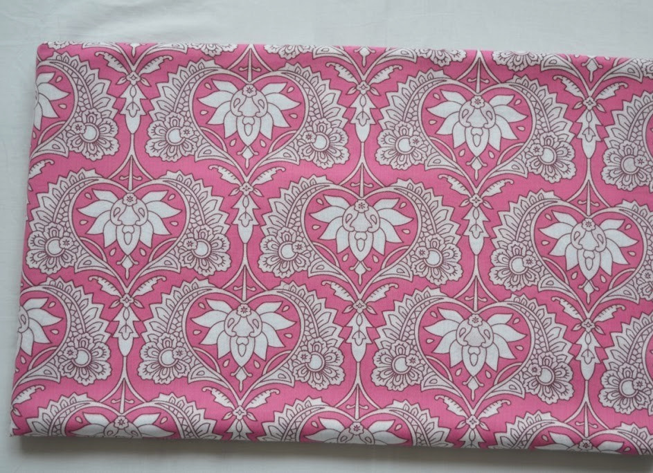 Pink & White Hand Block 100% Cotton 5 Yard Fabric NO TARRIF CHARGES 100%✅KK5