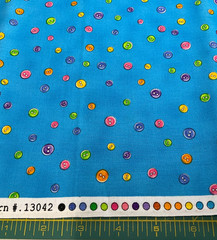 QUILT DIVA #13042-BUTTONS ON BLUE BY AMY BRADLEY -1 YARD