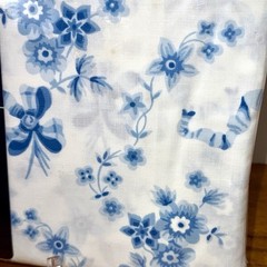 Vintage Martha Stewart Blue Bows Floral Fabric 2 Panels 55×108 NOS Cotton Blend
