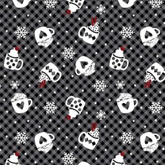 Winter Comfort Flannel Fabric | Christmas Cocoa Mug Gray | Kanvas Studio YARD