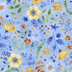 Bountiful And Blue By Hoffman Fabrics – Periwinkle Flower Toss #V5235-139