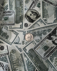 Lot 3.8 Yards Cotton Blend Fabric Novelty US Money Print Misc Bills New 44″ Wide