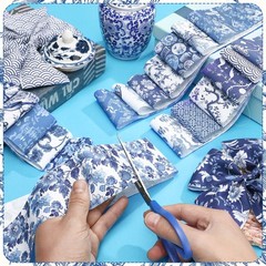 40 Pcs Blue and White Floral Christmas Quilting Fabric Roll 2.56 Inch Precut …