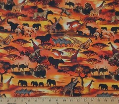 Cotton On Safari Animals African Cotton Fabric Print by the Yard D376.62