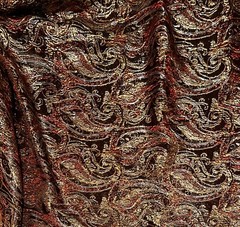 Orange Black Gold Silver Metallic Brocade Fabric 58” Width Sold By Yard