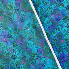 VIP Cranston Turquoise Blue Marble Peacock Cotton Fabric Quilter Print 2.75 yd