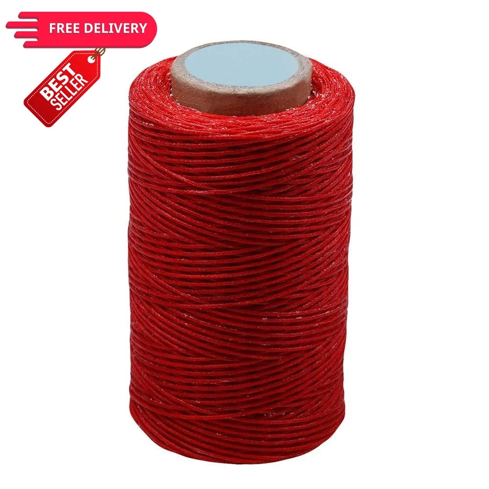 284 Yards Waxed Thread, 210D Heavy Duty Wax Upholstery Thread for Leather Red