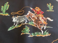 Cowboys And Indians Fabric 2 yd X 44”w Rodeo Western Cowboy Horse Nos/ Clean