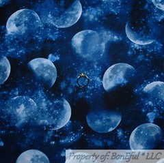 BonEful FABRIC FQ Cotton Quilt Blue White Stripe Sea FISH Boy Ocean Bubble Print