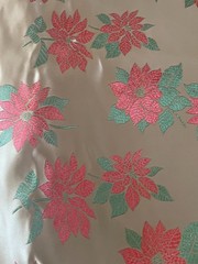 Vintage Poinsettia Satin Brocade Fabric 6 Yards Metallic Gold Red Green