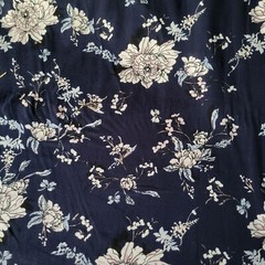 Ivory, Blush Pink Floral on Navy Cotton Jersey Knit – OEKO-TEX 1.89 YD PIECE