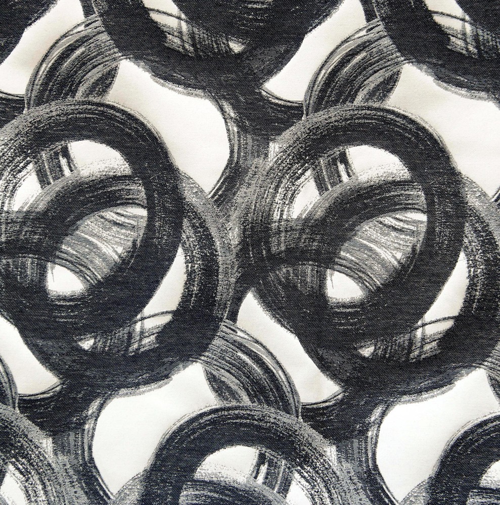 Midnight Circles Fabric By The Yard, Jacquard Weave Fabric, Upholstery
