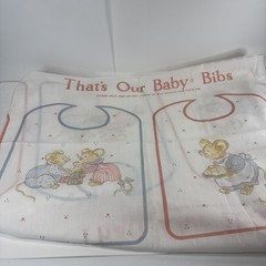 Vintage That’s Our Baby Bibs Do It Yourself Sewing Panels A Sheet Of 10 W/ Mice