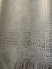 SHIPS FOLDED Vinyl faux Leather Upholstery Alligator WHITE GOLD Metallic 57×52″