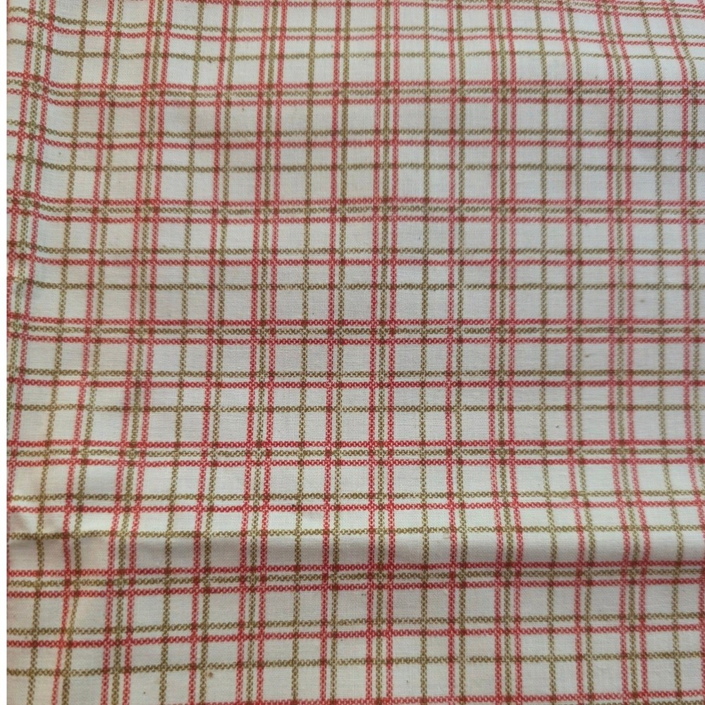 Plaid Fabric Red Tan Grid Pattern Sold by the Yard