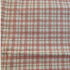 Plaid Fabric Red Tan Grid Pattern Sold by the Yard